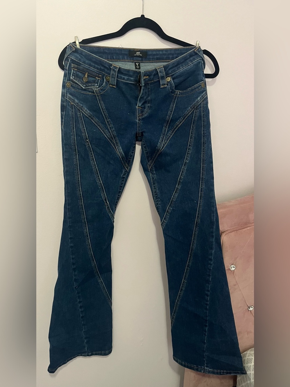 Joey Dark Blue Paneled Flare Jeans